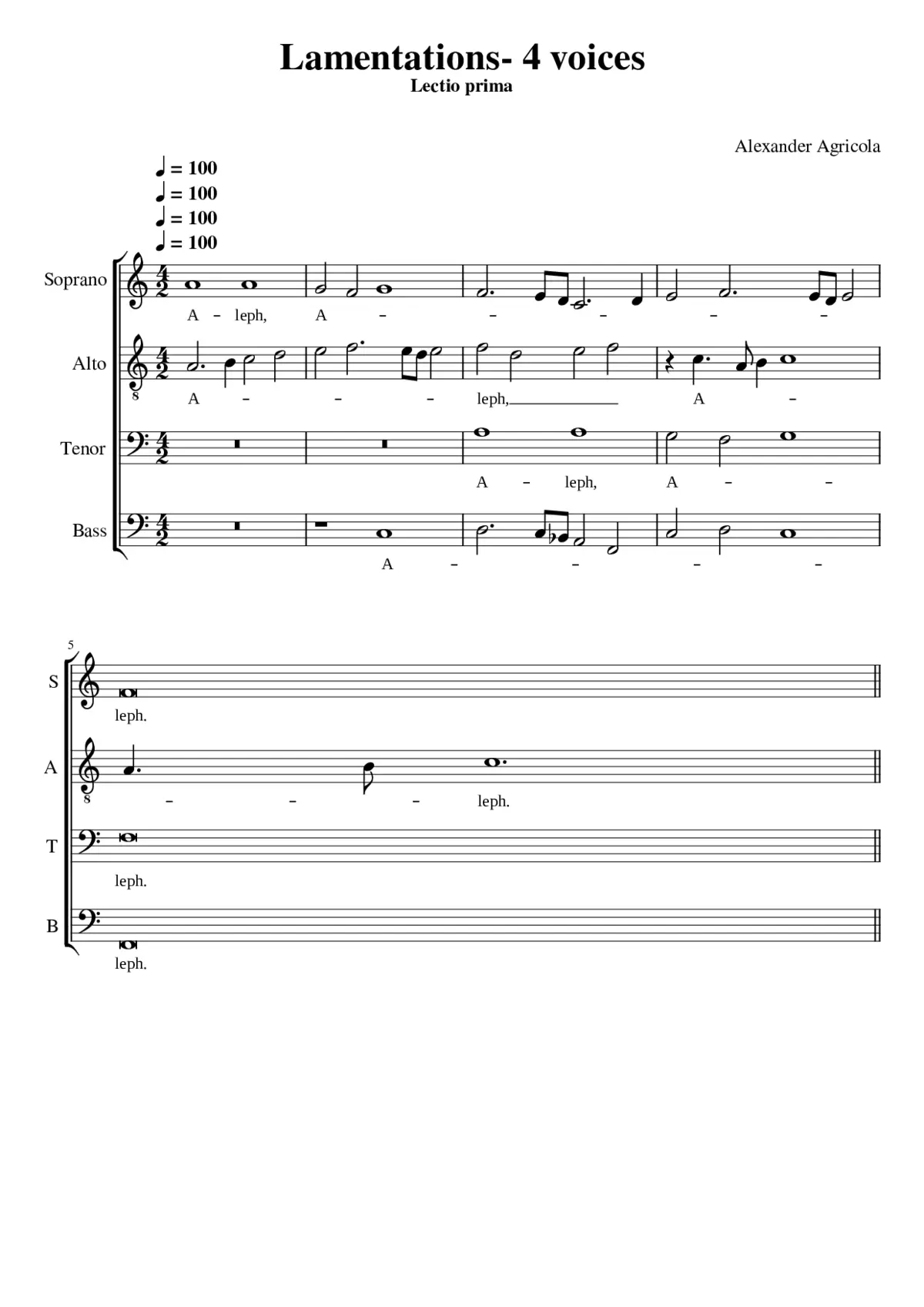 Lamentations 4 voices - Page 1