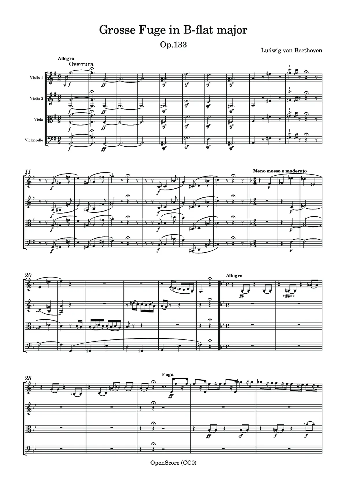 Grosse Fuge in B-flat major, Op.133 - Page 1