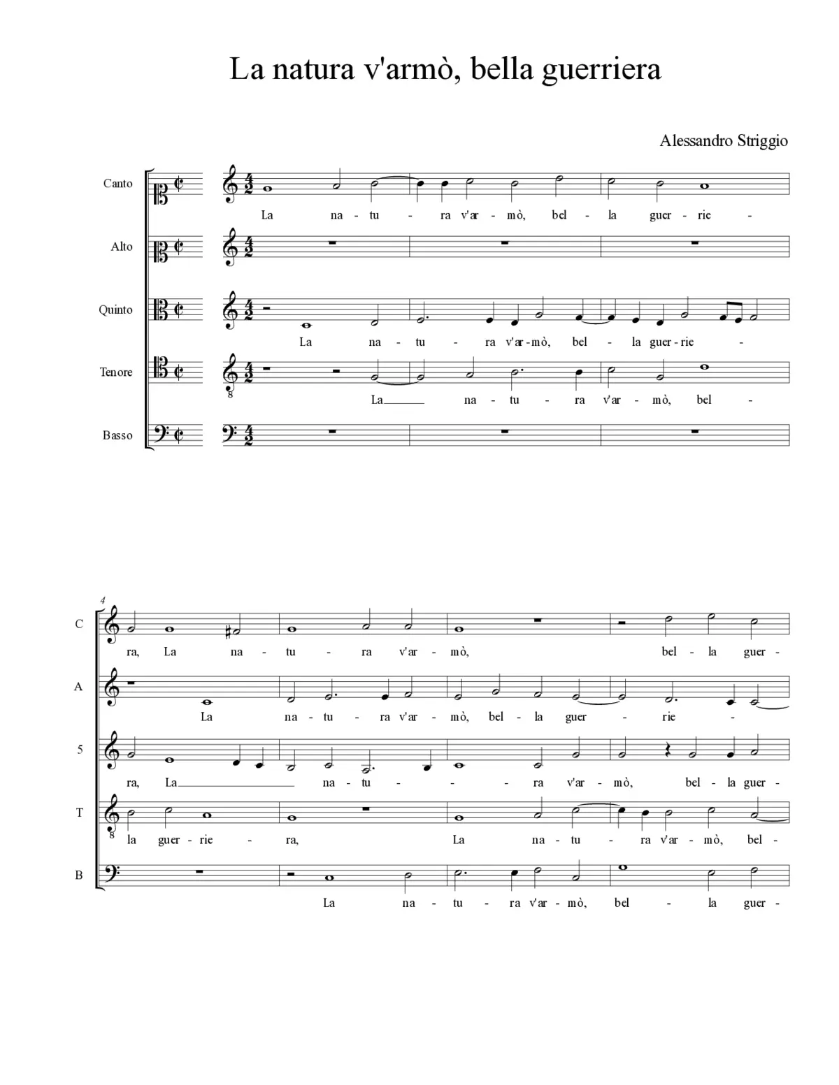 La natura v'armò, bella guerriera - Page 1