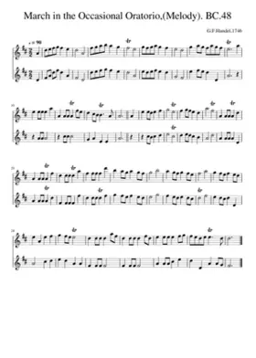 March in the Occasional Oratorio(Melody). BC.48