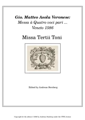 Missa Tertii Toni à Quatro voci pari