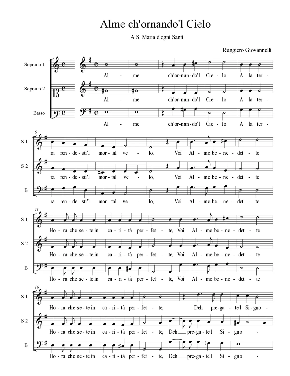Alme ch'ornando'l Cielo - Page 1