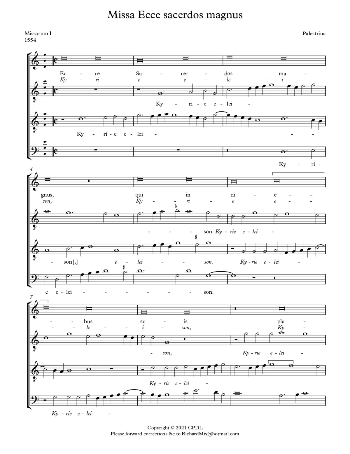 Missa Ecce sacerdos magnus - Page 1