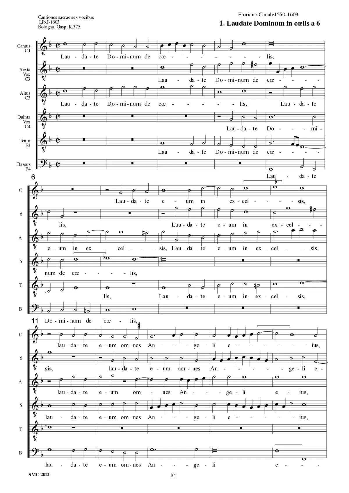 Laudate Dominum de coelis - Page 1