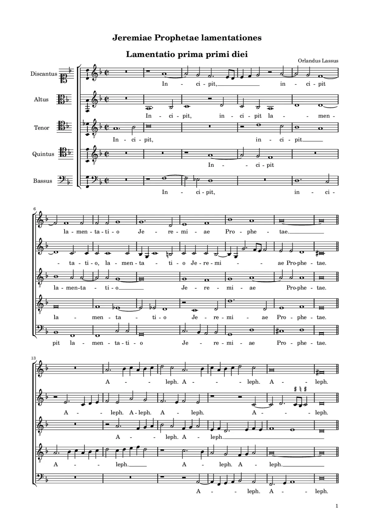 Lamentationes Hieremiae Prophetae (quinque vocum) - Page 1