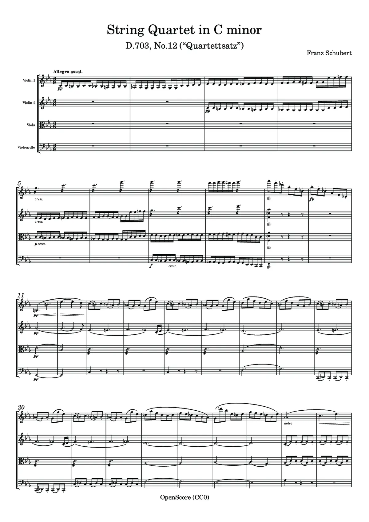 String Quartet in C minor, D.703 - Page 1