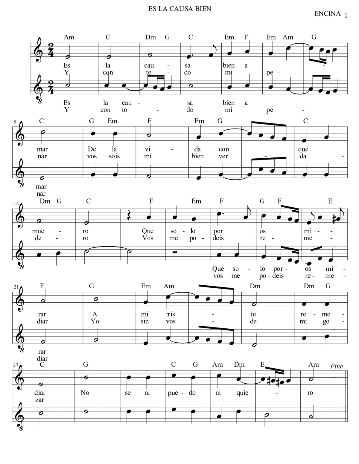 Es la causa bien amar - Page 1