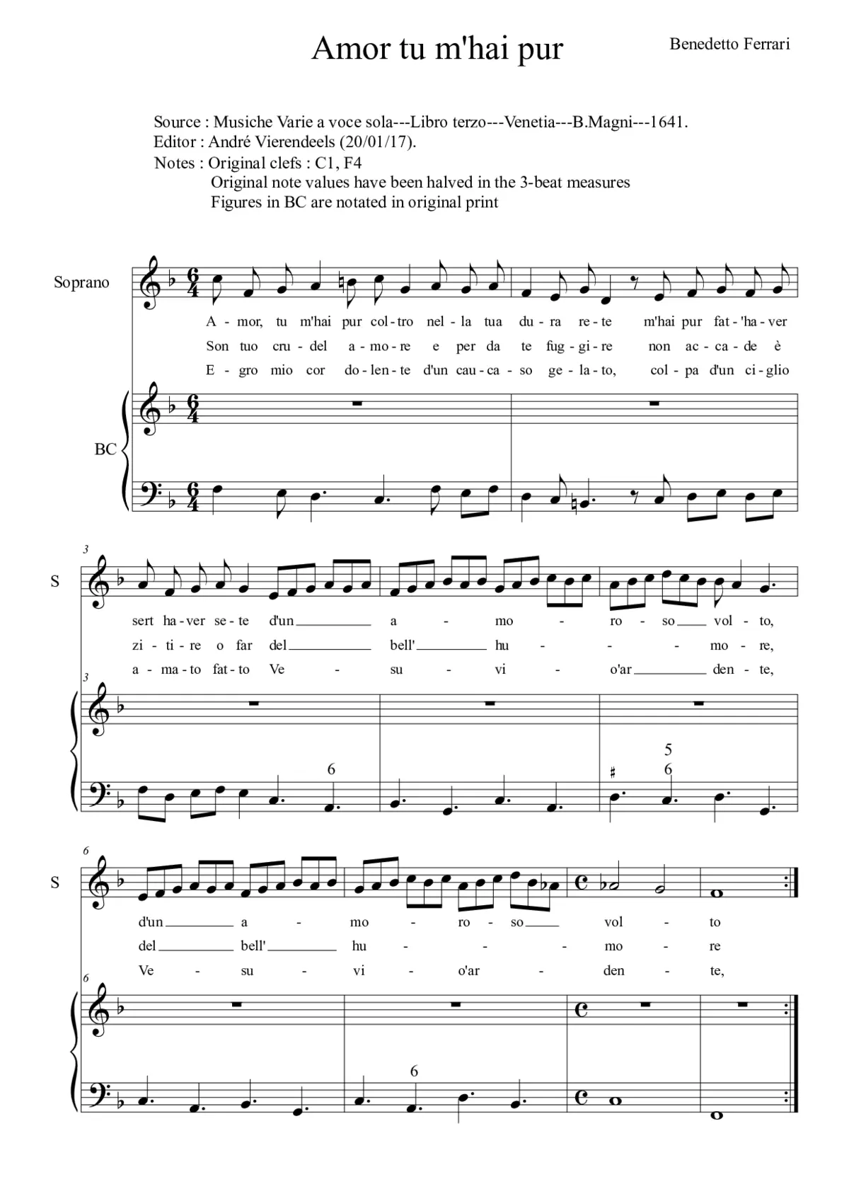 Amor tu m'hai pur coltro - Page 1