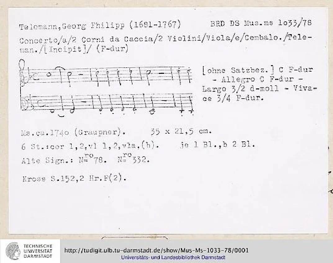 Concerto for 2 Horns, TWV 52:F4 - Page 1