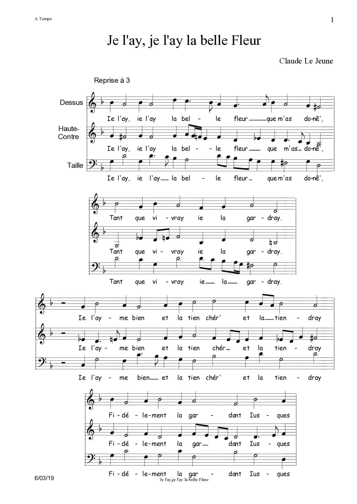 Ie l'ay, ie l'ay la belle fleur - Page 1