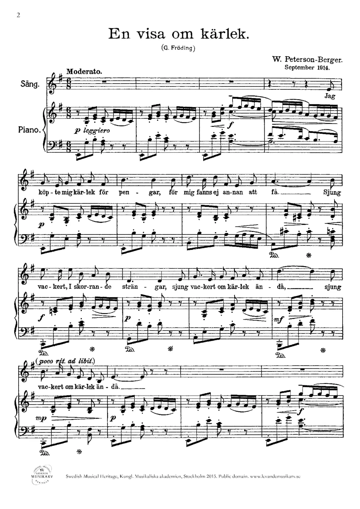 2 Songs by Gustaf Fröding - Page 1