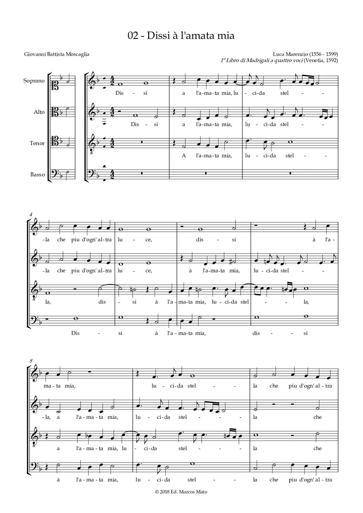 Dissi a l'amata mia lucida stella - Page 1