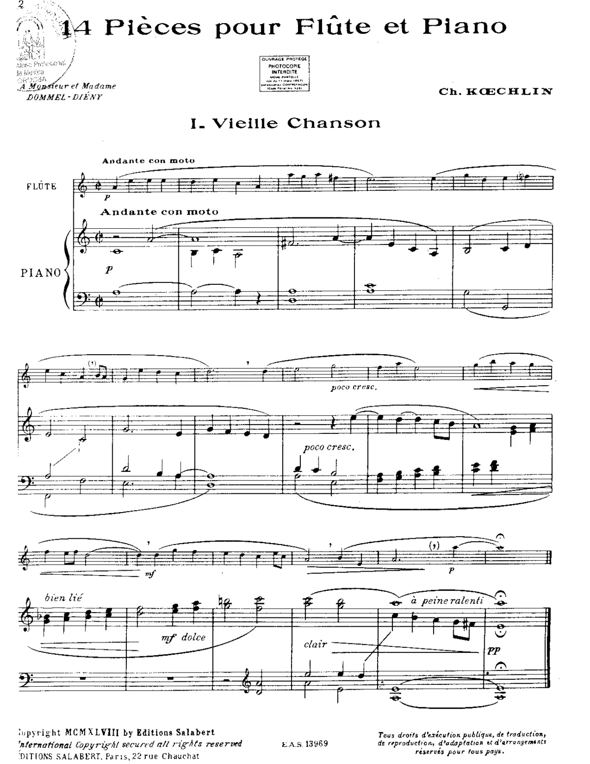 14 Pièces pour flûte et piano - Page 1