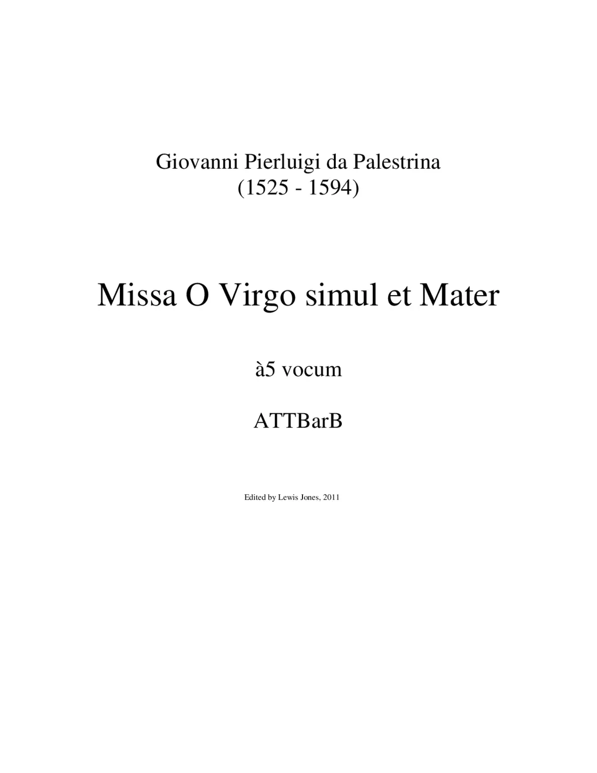 Missa O Virgo simul et Mater - Page 1