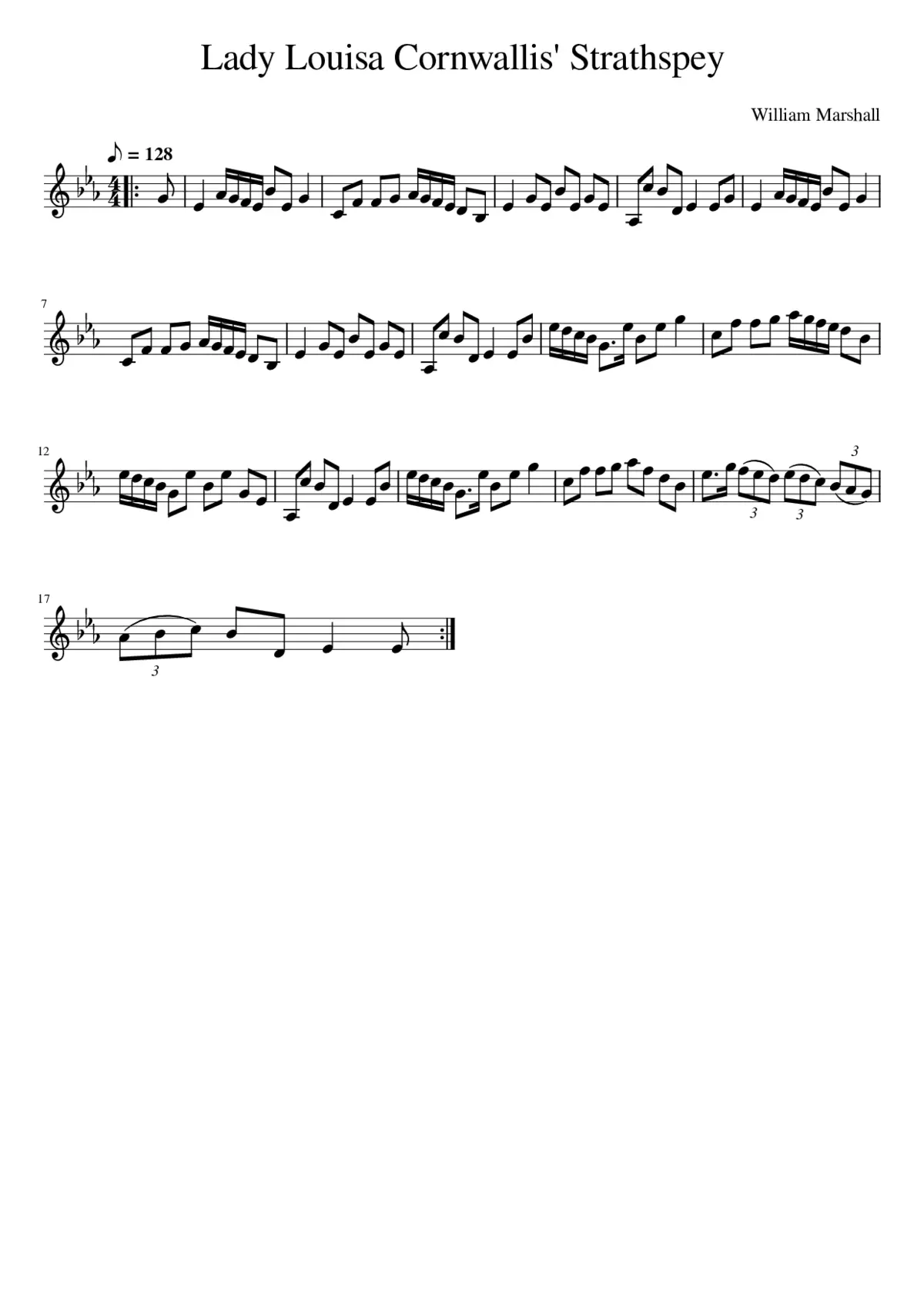 Lady Louisa Cornwallis' Strathspey - Page 1