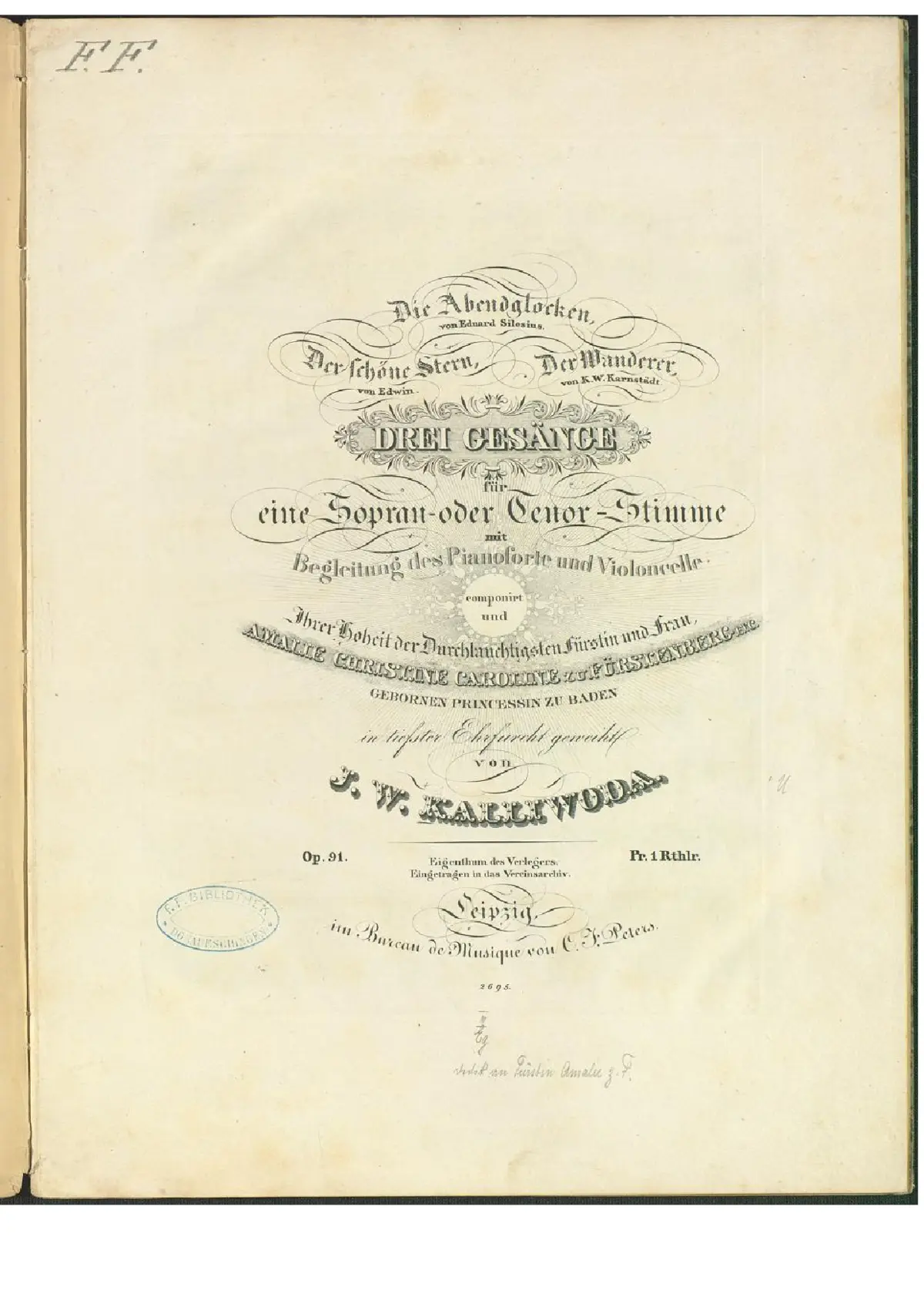 3 Songs for Soprano or Tenor with Accompaniment of Piano and Cello - Page 1