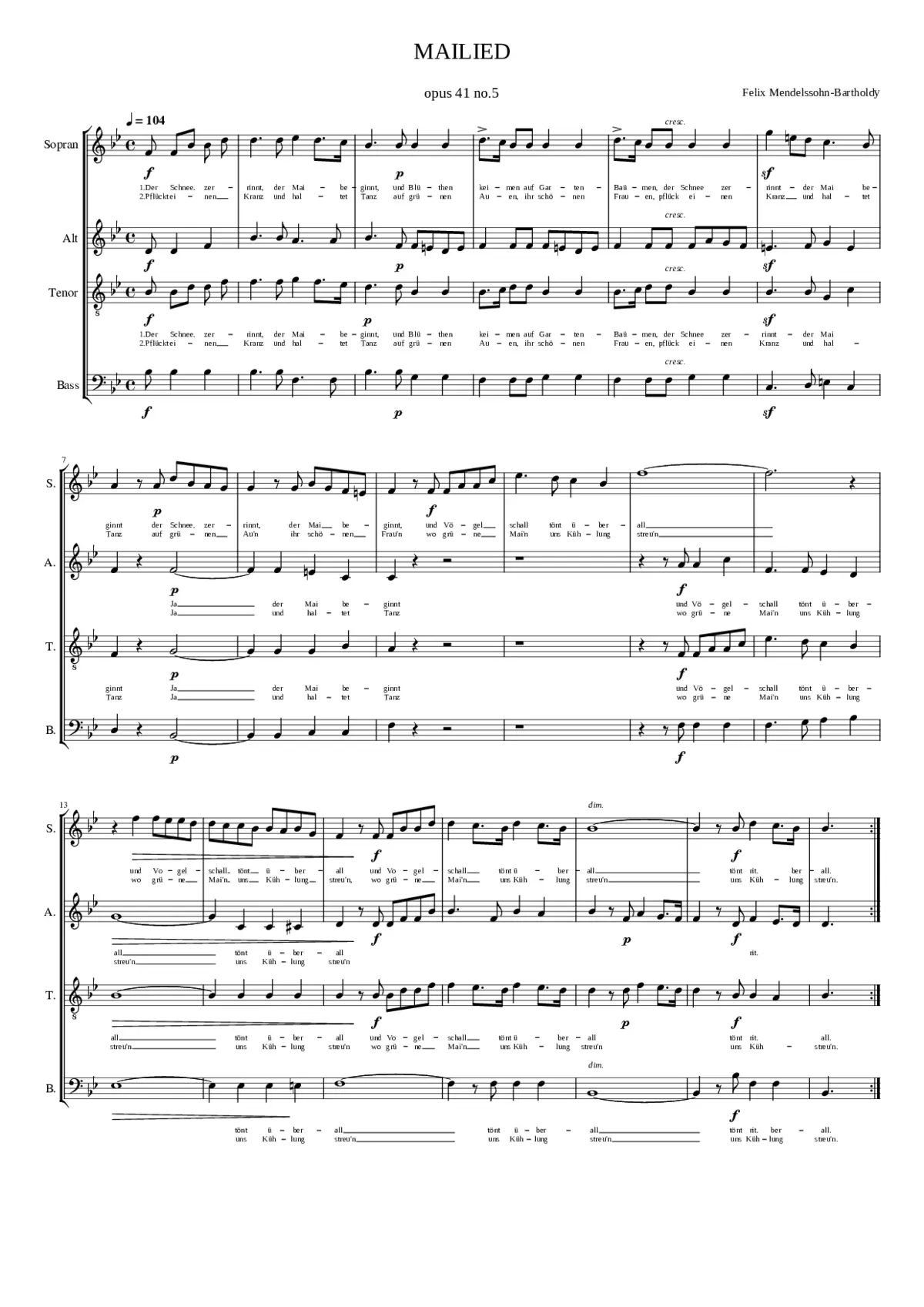 Mailied Op. 41 No. 5 - Page 1