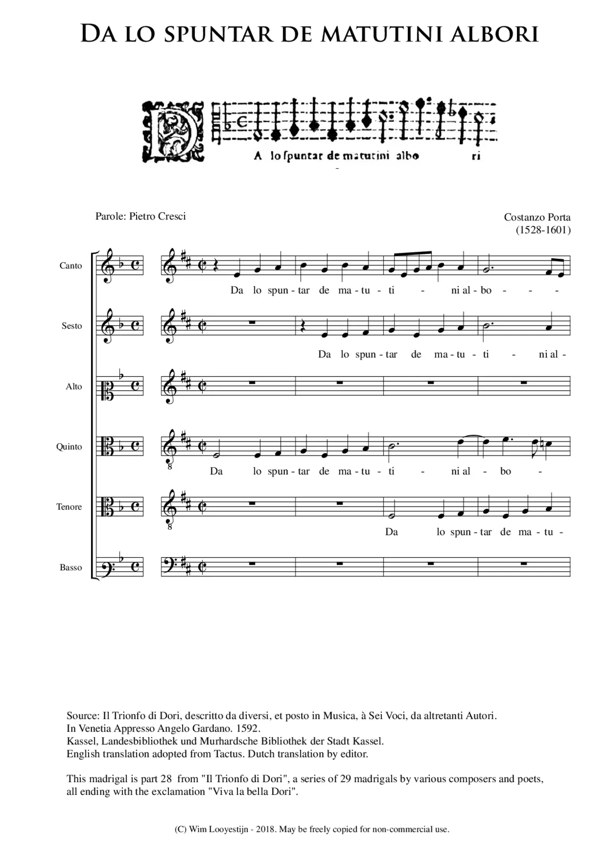 Da lo spuntar de matutini albori - Page 1