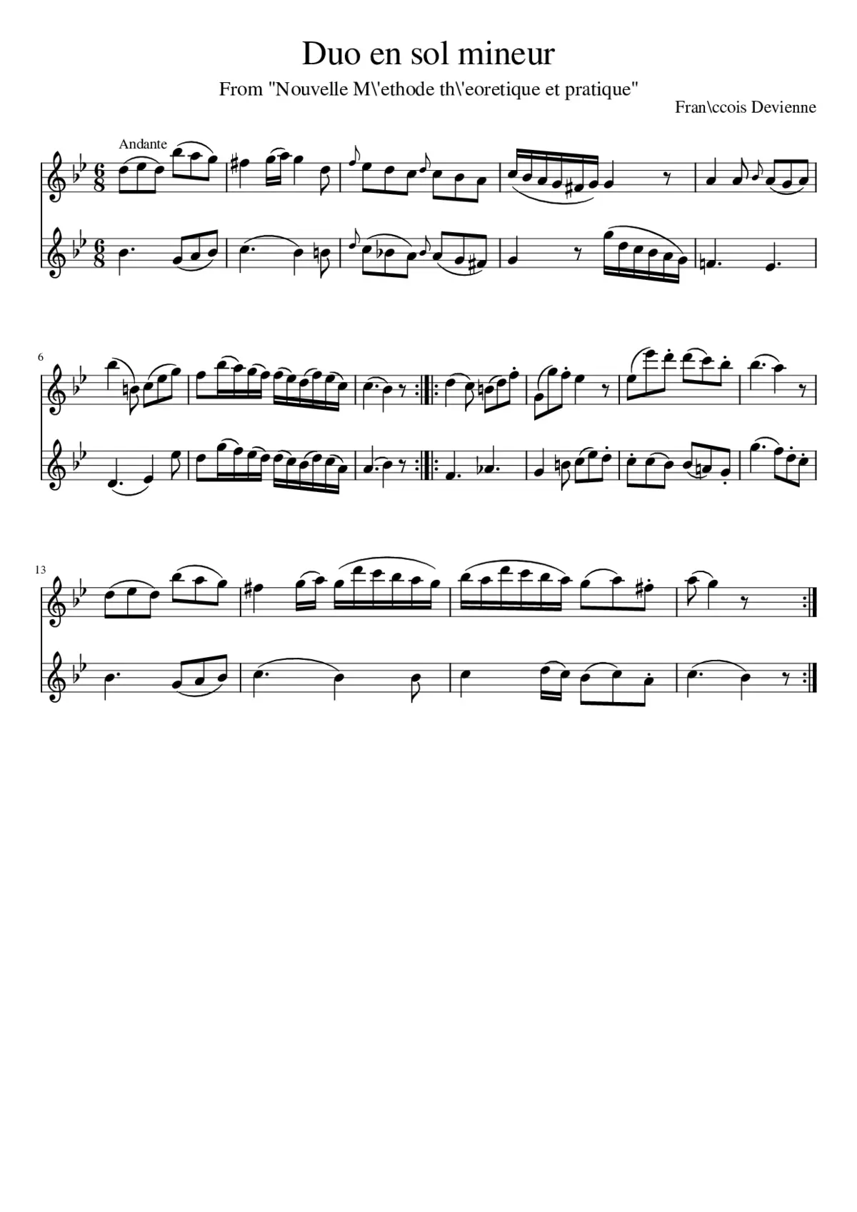 Duo en sol mineur - Page 1