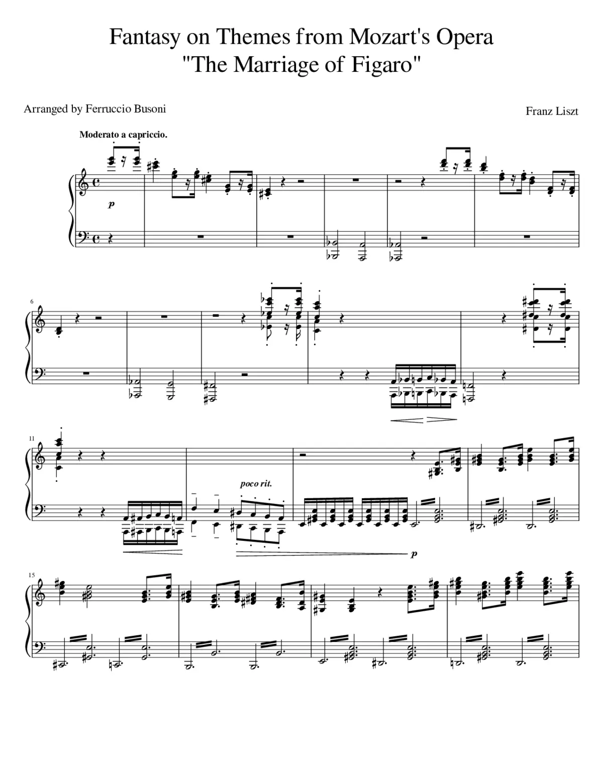 Liszt Fantasy on Themes from Mozart's Opera The Marriage of Figaro - Page 1
