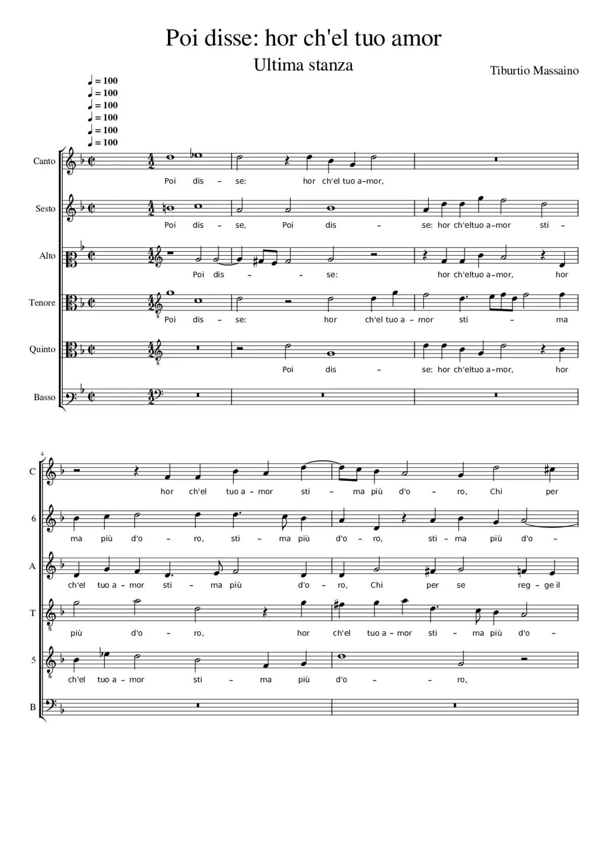 Poi disse: hor ch'el tuo amor - Page 1