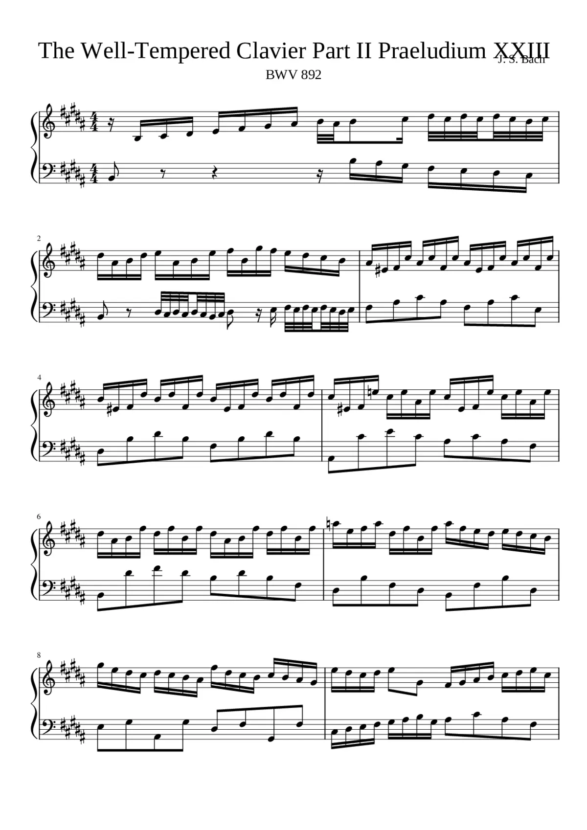 Prelude and Fugue in B major BWV 892 - Page 1