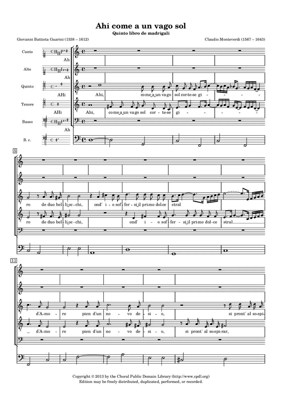 Ahi come a un vago sol - Page 1