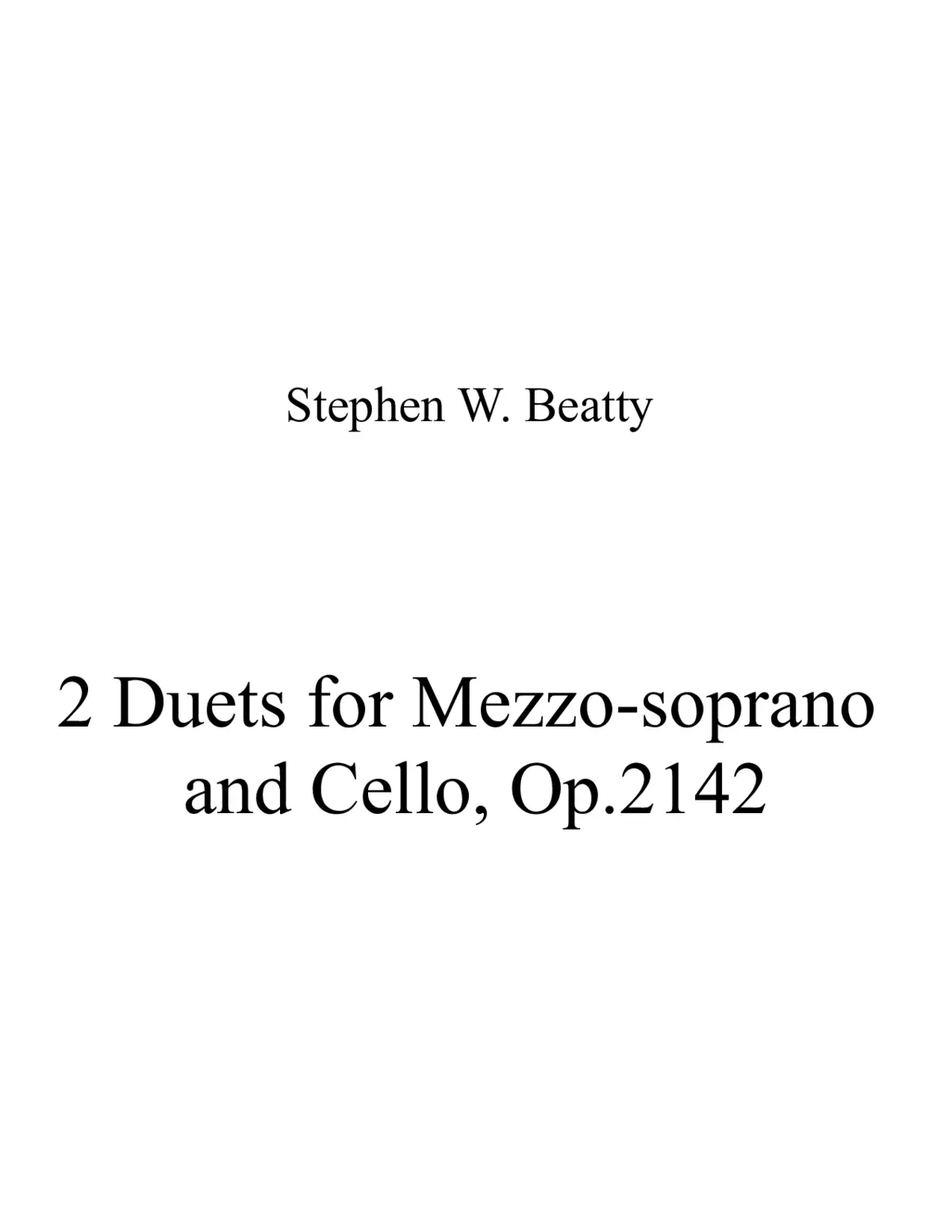 2 Duets for Mezzo-soprano and Cello - Page 1