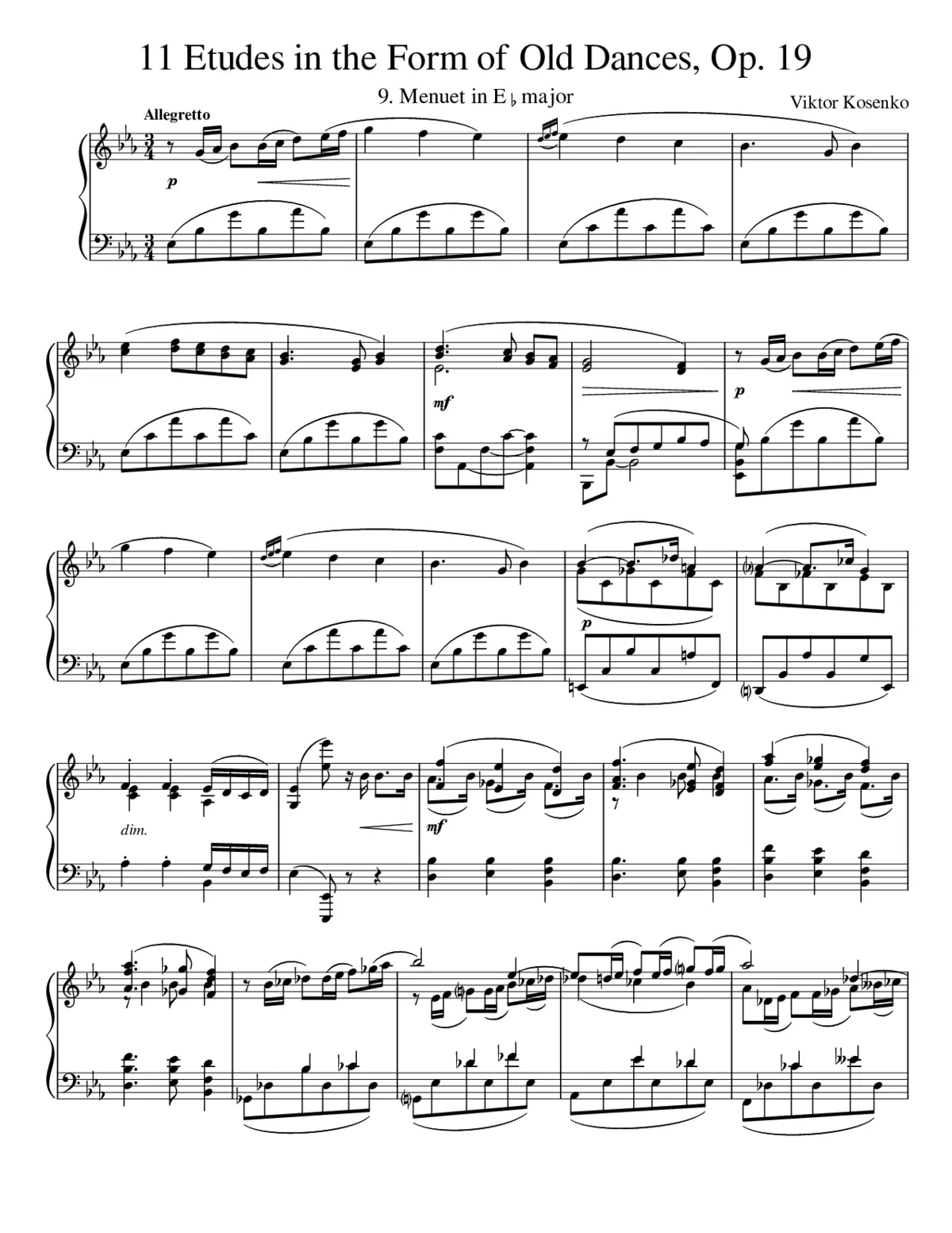 11 Etudes in the Form of Old Dances Op.19 - Page 1