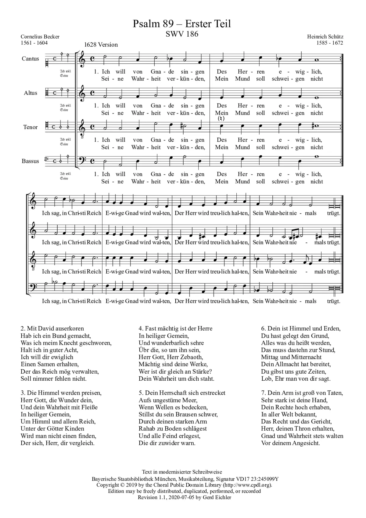 Ich will von Gnade singen, SWV 186 - Page 1