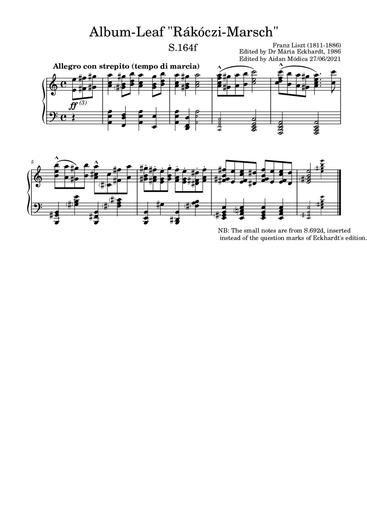 Album-Leaf 'Rákóczi-Marsch', S.164f - Page 1