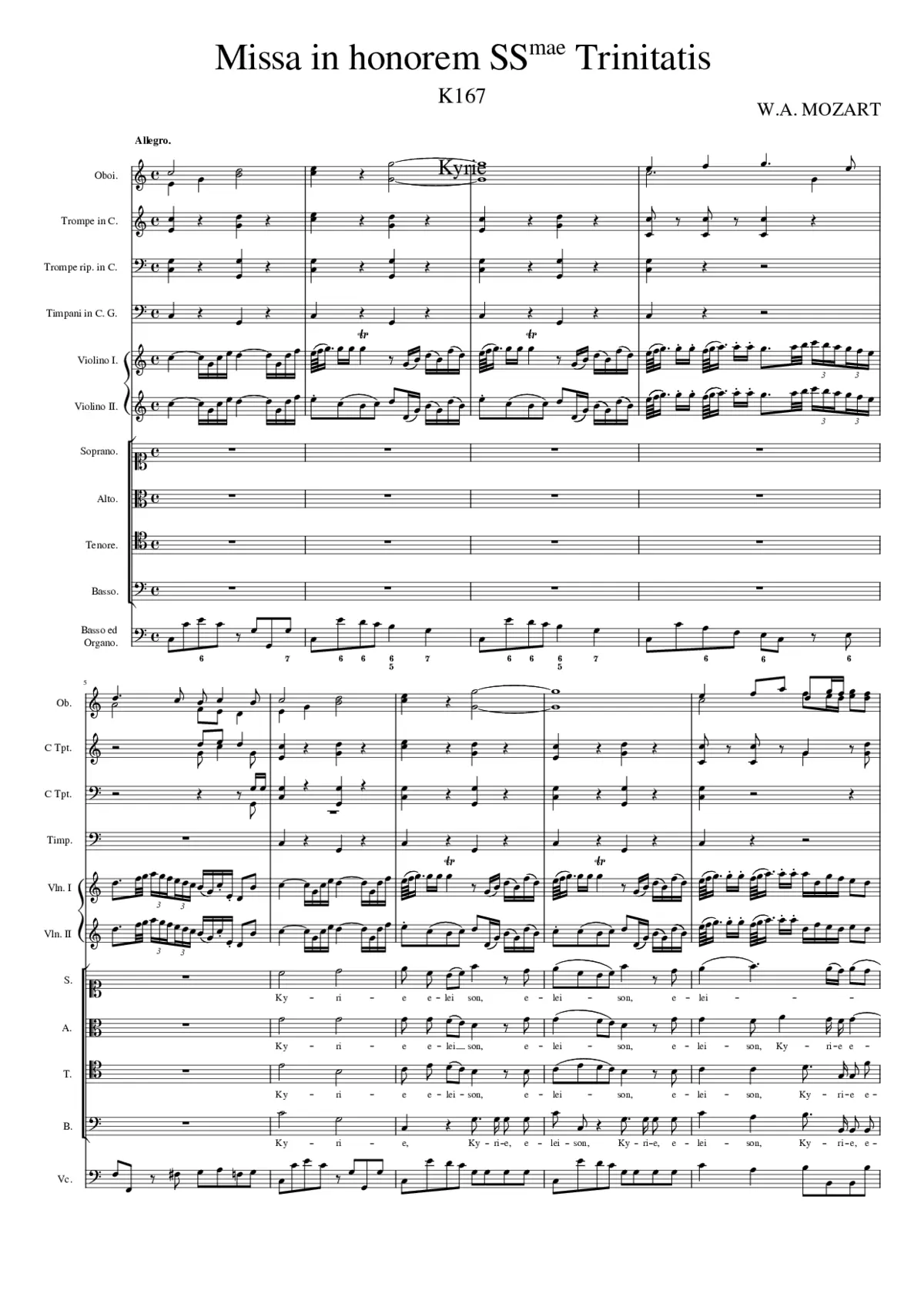 Mass in C major K. 167 in honorem Sanctissimae Trinitatis - Page 1