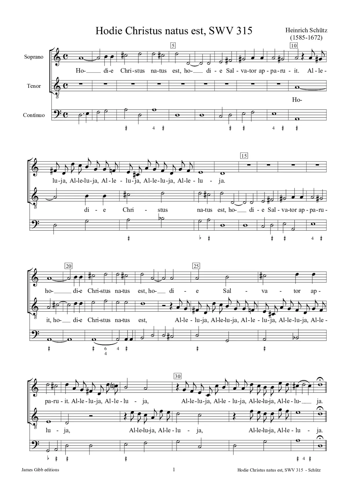 Hodie Christus natus est, SWV 315 - Page 1