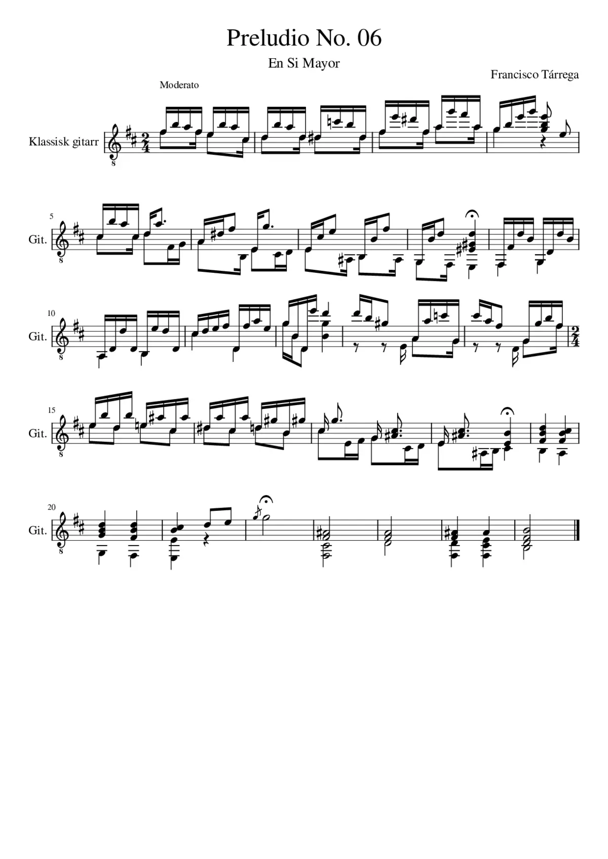 Francisco Tárrega - Preludio No. 06 - Page 1