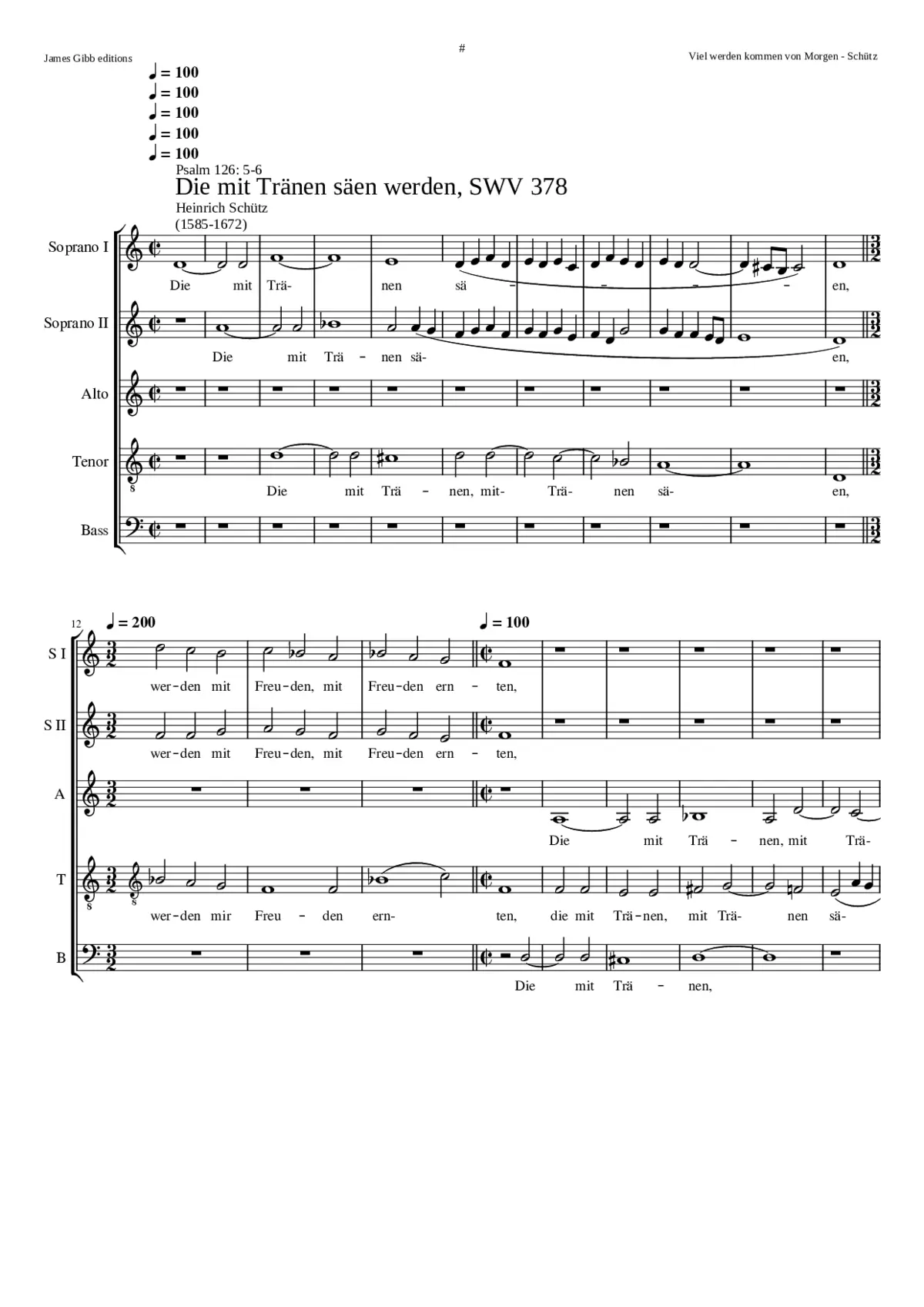 Die mit Tränen säen werden mit Freuden ernten SWV 378 - Page 1