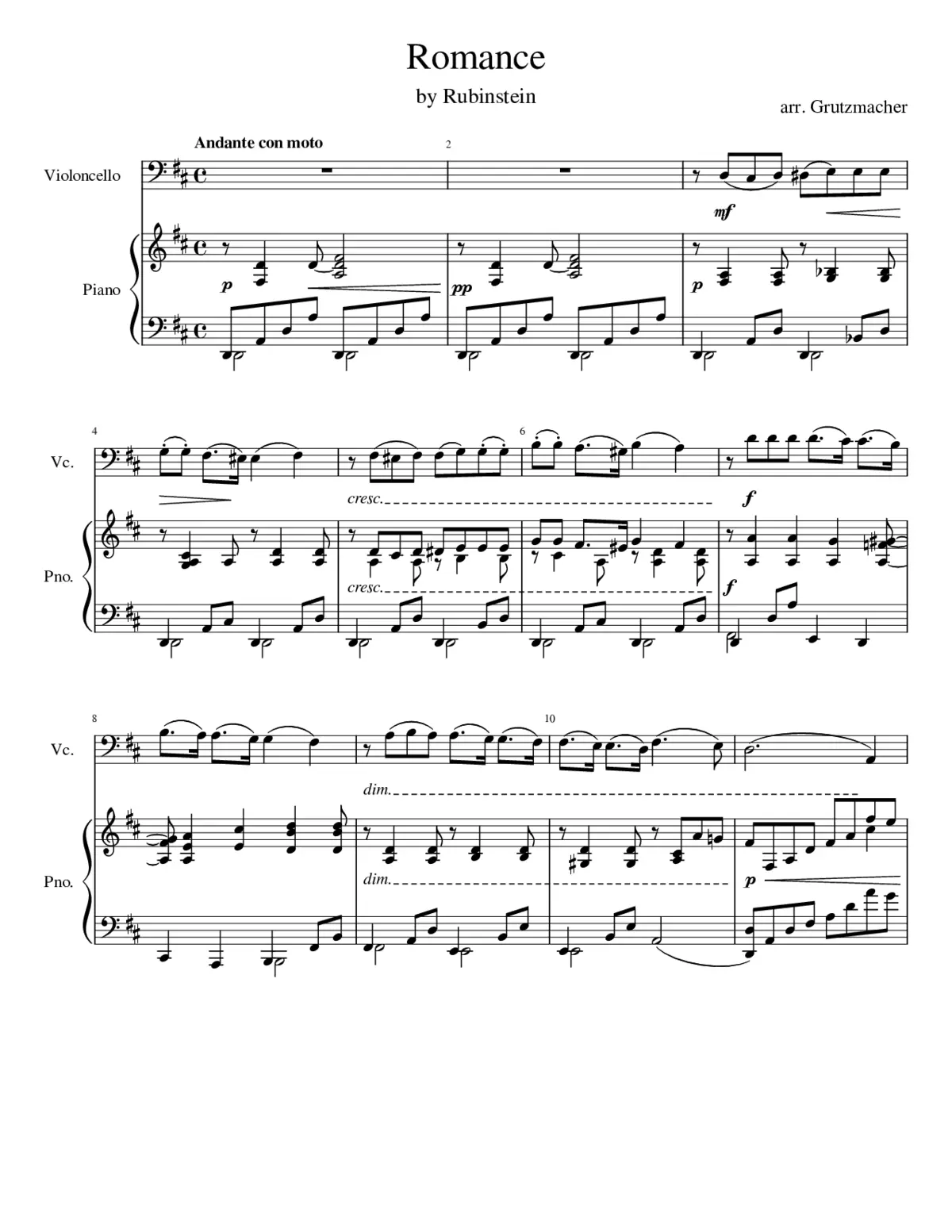 Romance from 6 Soirées à Saint-Petersbourg Op.44 - Page 1