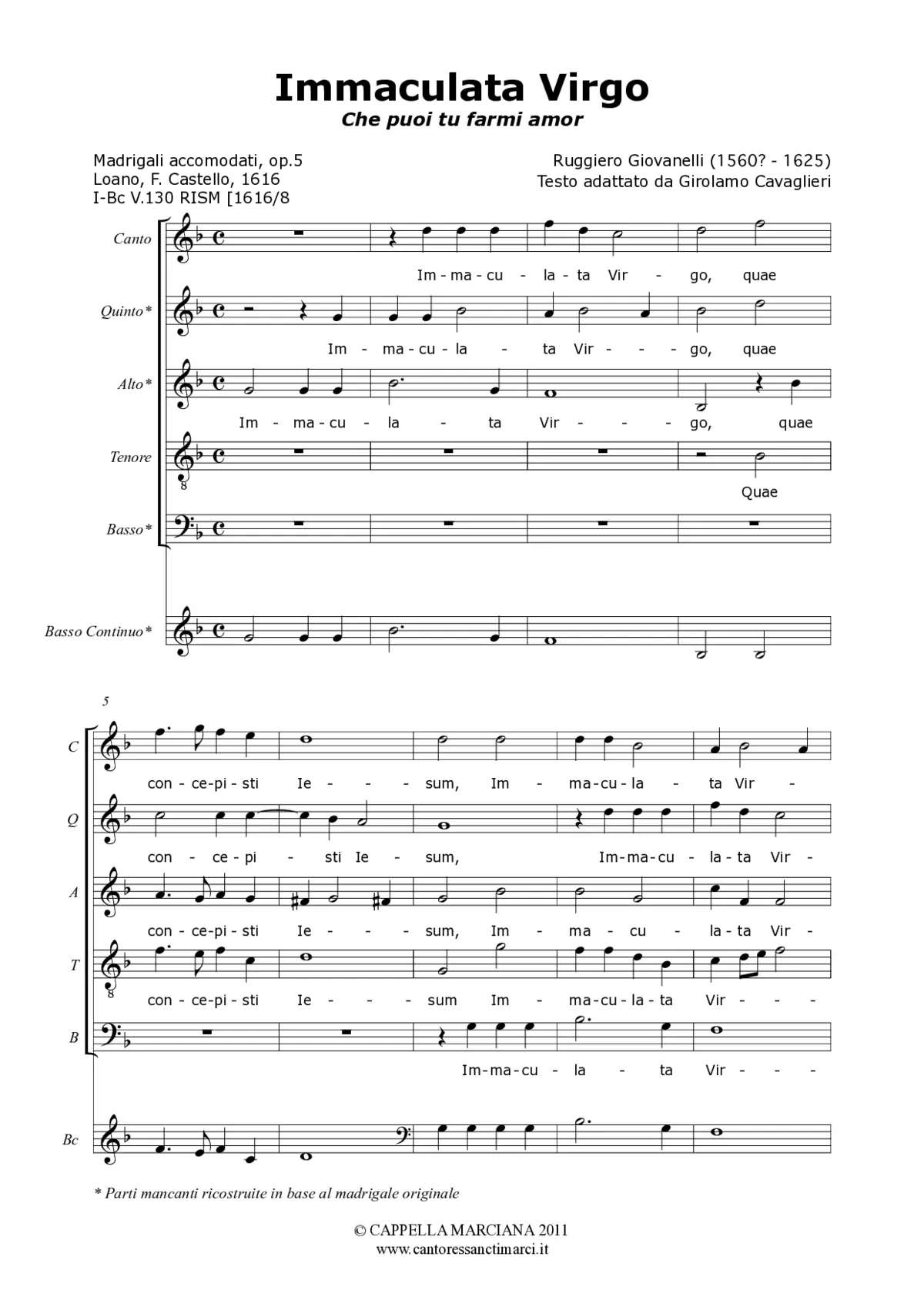 Immaculata Virgo / Che puoi tu farmi - Page 1