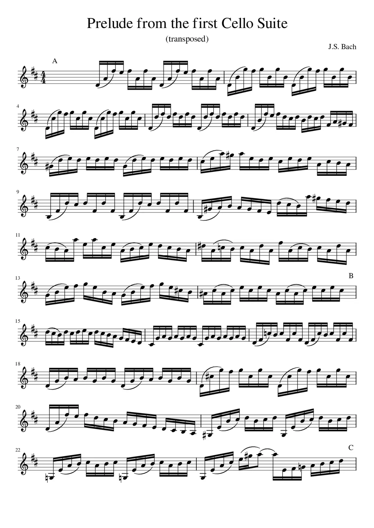 Prelude from the first Cello Suite - Page 1