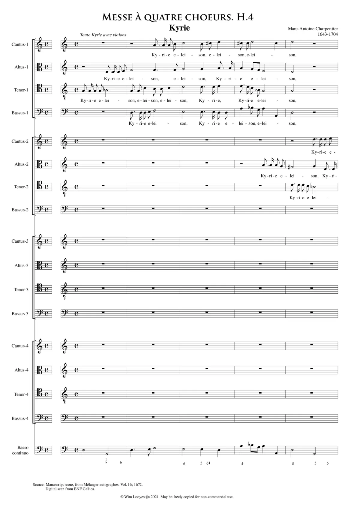 Messe à quatre choeurs, H.4 - Page 1