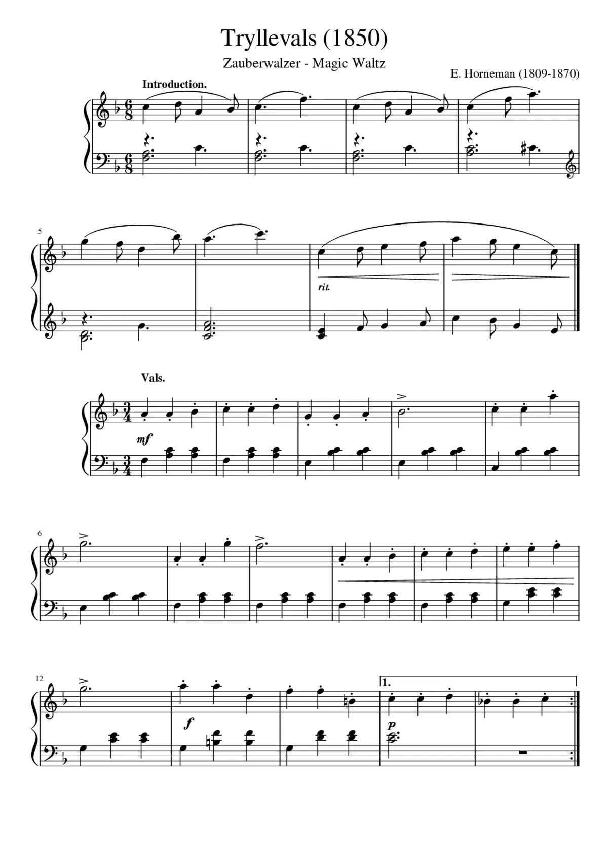 Horneman - Tryllevals (Zauberwalzer Magic Waltz) - Page 1