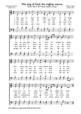We sing of God, the mighty source