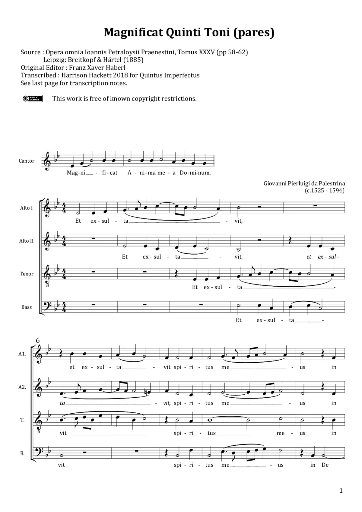 Magnificat Quinti Toni a 4, pares - Page 1