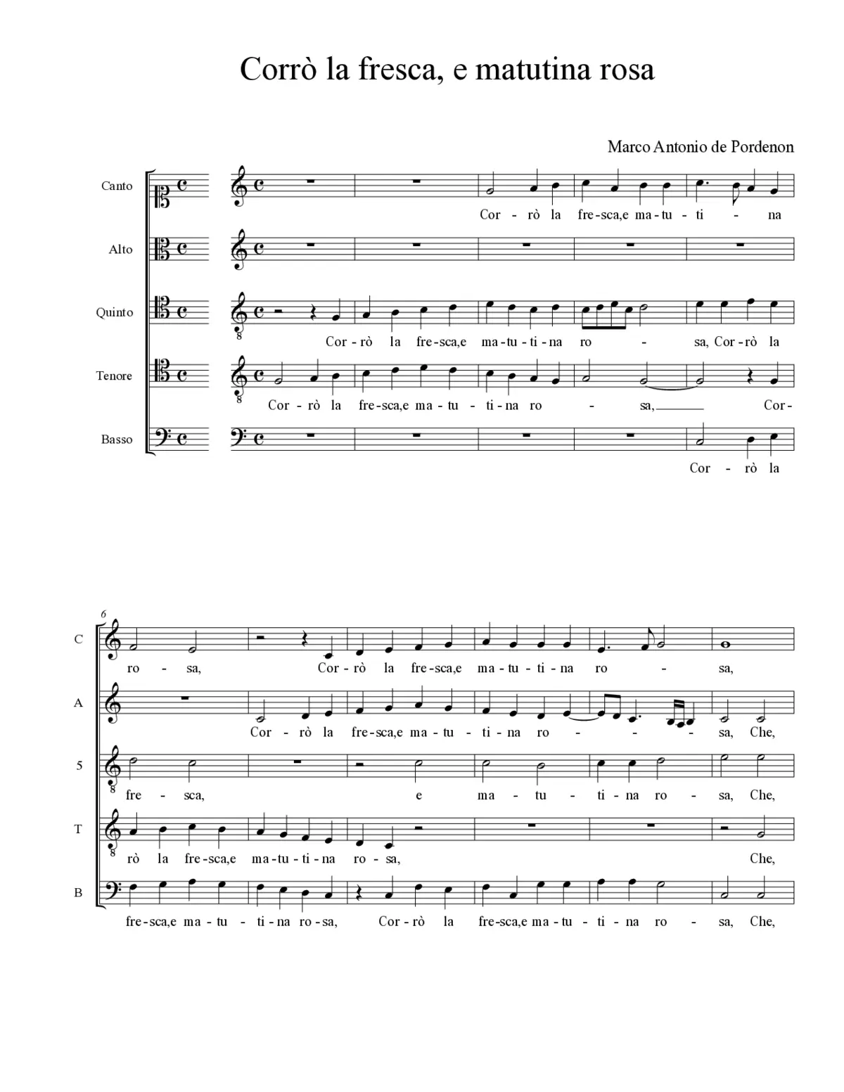 Corrò la fresca, e matutina rosa - Page 1