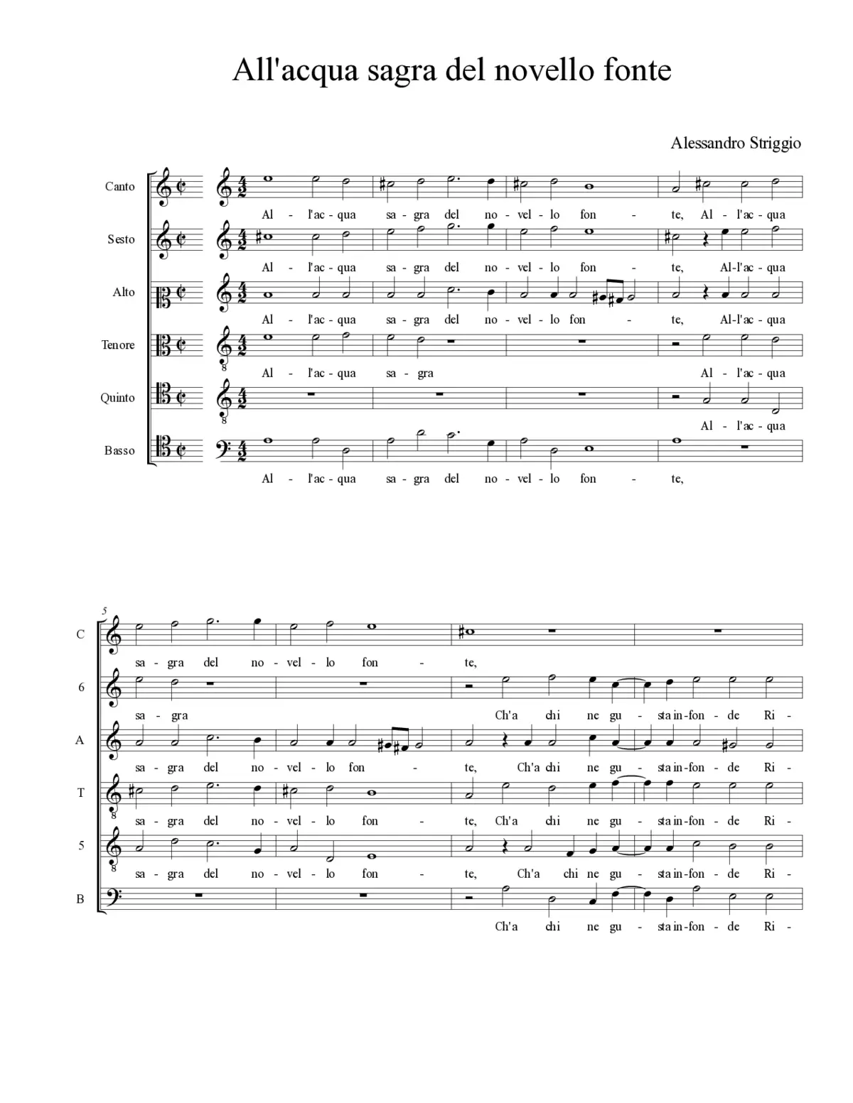 All'acqua sagra del novello fonte - Page 1