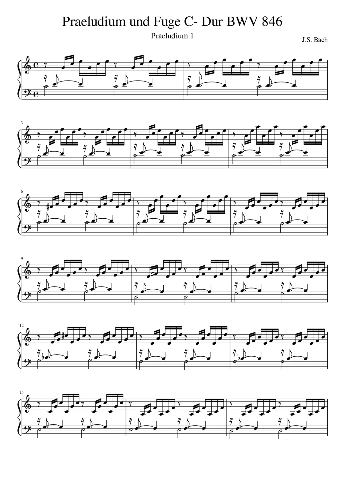 Prelude and Fugue in C major BWV 846 - Page 1