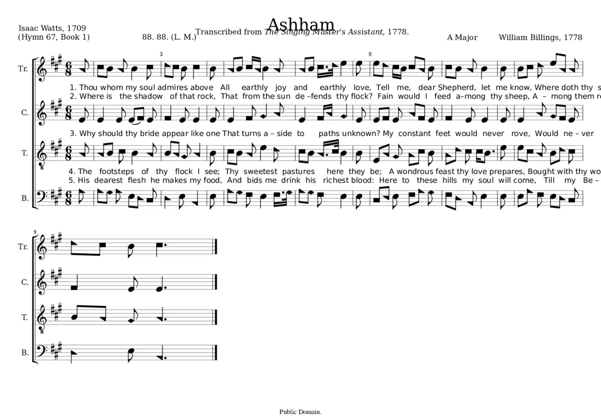 Ashham - William Billings - Page 1