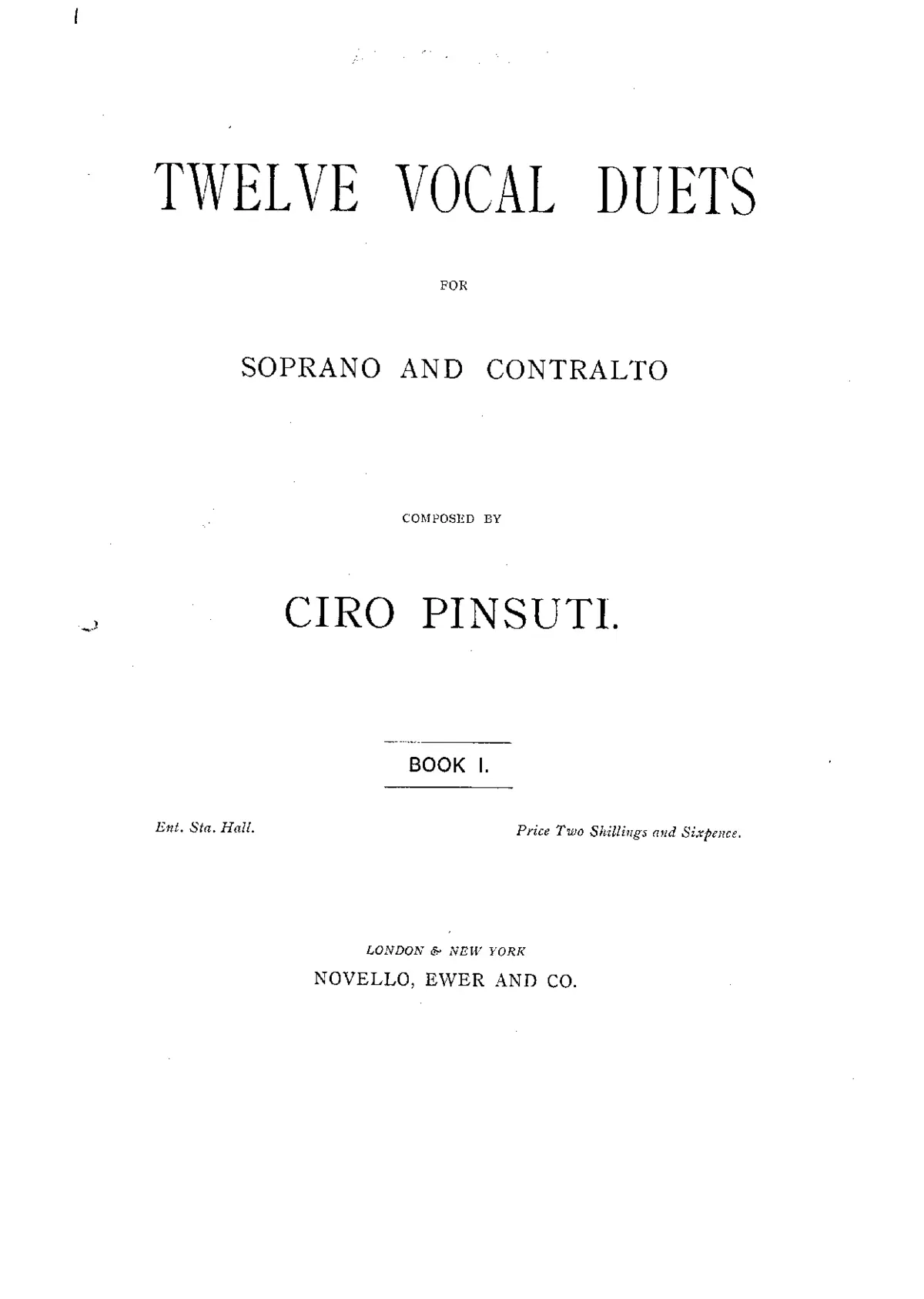 12 Vocal Duets for Soprano and Contralto - Page 1
