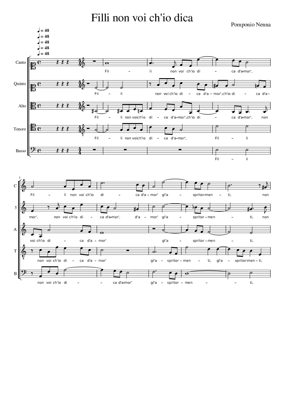 Filli non voi ch'io dica - Page 1