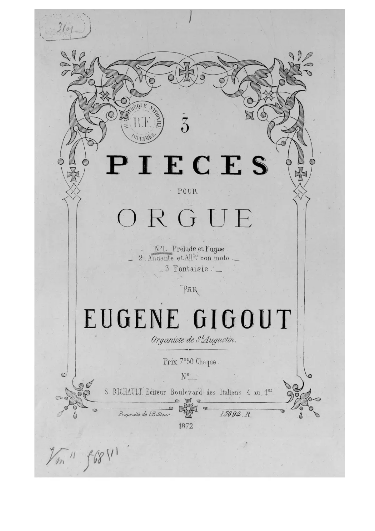 Trois piéces pour orgue - Page 1