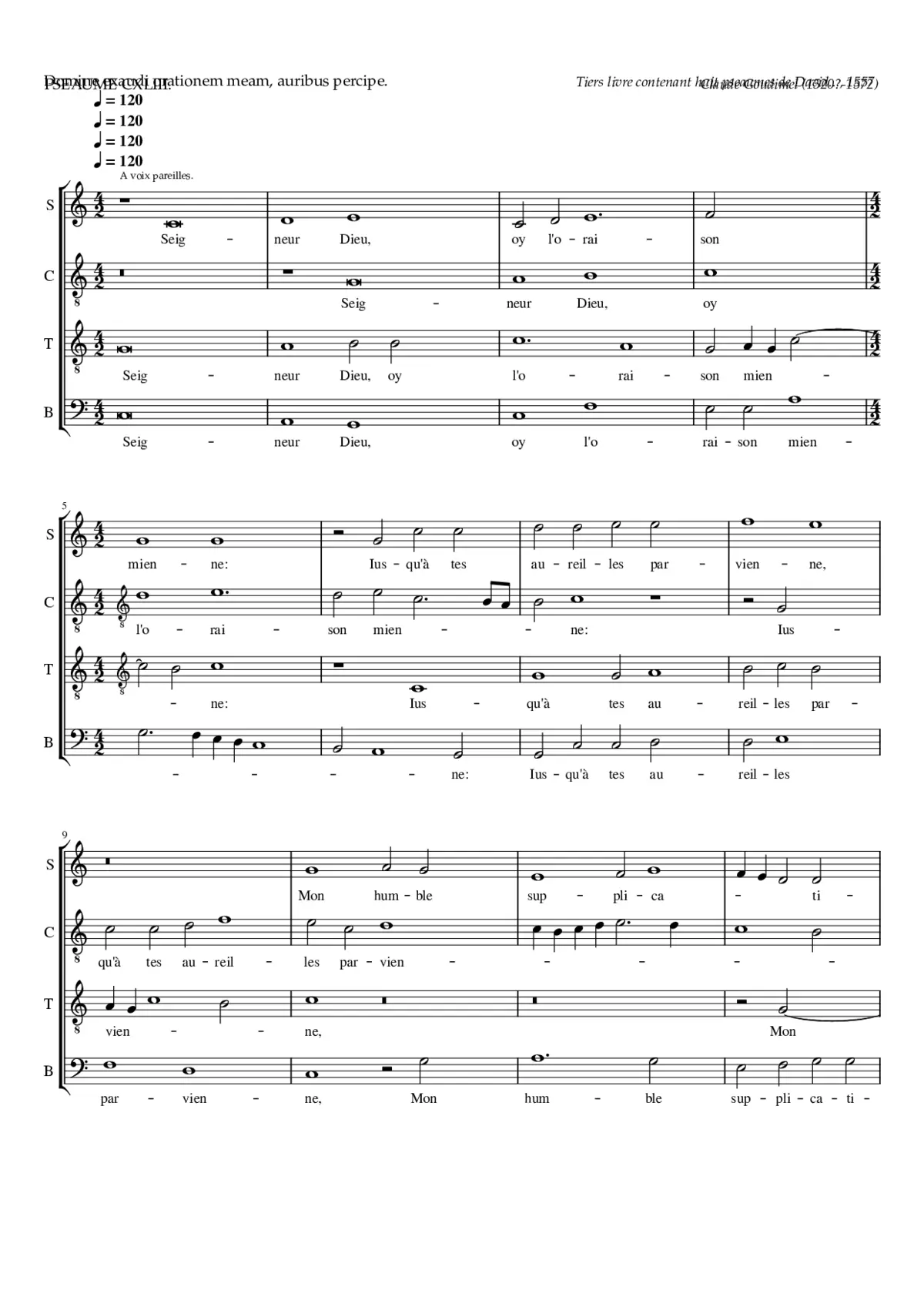 Seigneur Dieu oy l'oraison mienne - Page 1